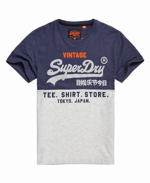 Superdry Ing Shop Tri Panel Férfi Pólók Kék | KYPFE2610